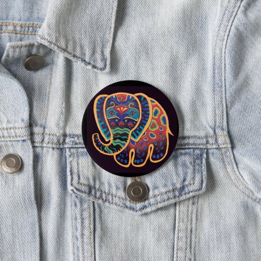 Volkskunst-indischer Elefant Button (Beispiel)
