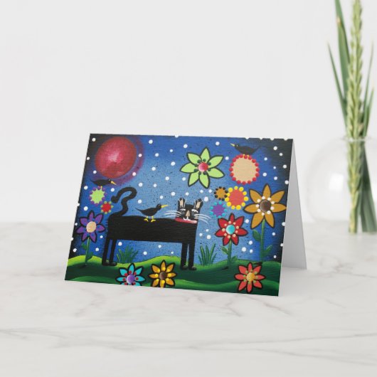 VOLKSKUNST Katze mit Haltung DURCH LORI-Grußkarte Karte (Vorderseite)