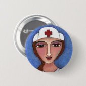 Volkskunst-Krankenschwester - Button (Vorne & Hinten)