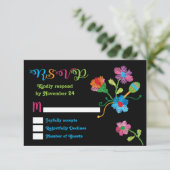 Volkskunst mexikanische Fiesta Stickerei UAWG RSVP Karte (Stehend Vorderseite)