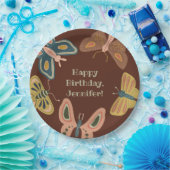 Volkskunst-Motten, Schmetterlinge Hübsch Brown Pappteller (Party)