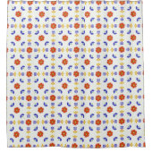 Volkskunst-NeonBlumen-geometrisches Muster Duschvorhang (Vorderseite)