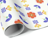 Volkskunst-NeonBlumen-geometrisches Muster Geschenkpapier (Rolleneckpunkt)