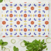 Volkskunst-NeonBlumen-geometrisches Muster Geschirrtuch (Gefaltet)