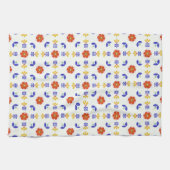 Volkskunst-NeonBlumen-geometrisches Muster Geschirrtuch (Horizontal)