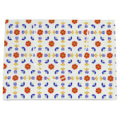 Volkskunst-NeonBlumen-geometrisches Muster Große Geschenktüte (Vorderseite)