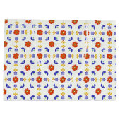 Volkskunst-NeonBlumen-geometrisches Muster Große Geschenktüte (Rückseite)