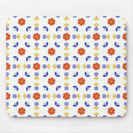Volkskunst-NeonBlumen-geometrisches Muster Mousepad (Vorne)