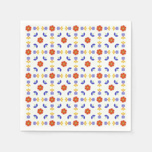 Volkskunst-NeonBlumen-geometrisches Muster Serviette