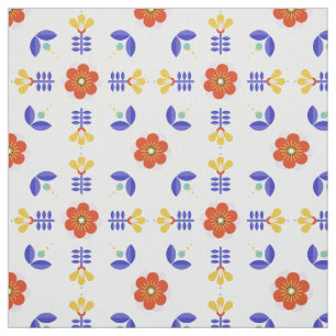 Volkskunst-NeonBlumen-geometrisches Muster Stoff