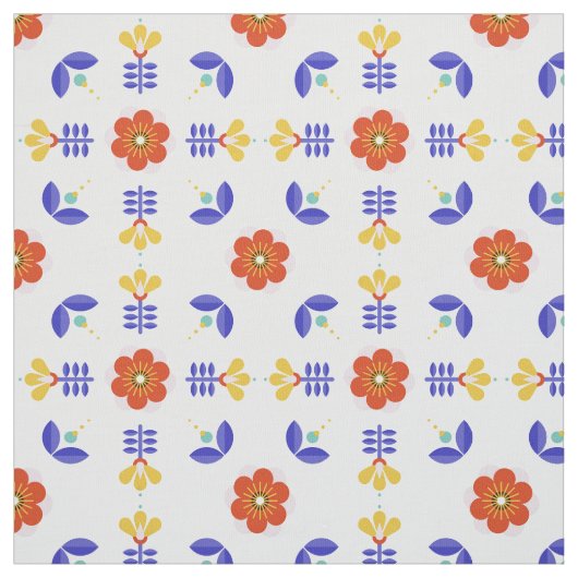 Volkskunst-NeonBlumen-geometrisches Muster Stoff (Muster)