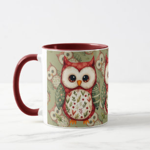 Volkskunst-Patchwork-Eule Cottagecore-Design Tasse