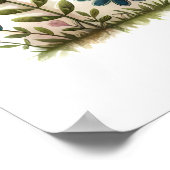 Volkskunst-Patchwork-Hahn mit floralen Akzenten Poster (Ecke)