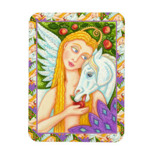 VOLKSKUNST PEGASUS UND EVE IM GARTEN EDEN, PFERD MAGNET