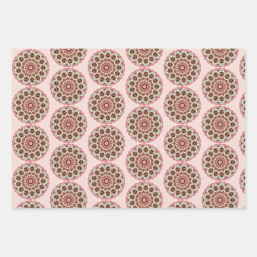 Volkskunst Rosemaling Lebkuchenhäuser Geschenkpapier Set (Vorderseite)