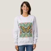 Volkskunst Schmetterling mit Farnen Sweatshirt (Vorne ganz)