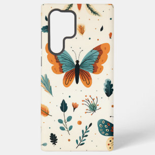 Volkskunst Schmetterlinge in Türkis und Terrakotta Samsung Galaxy Hülle