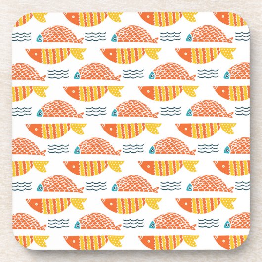 Volkskunst-Schwimmen-Fisch-Muster Getränkeuntersetzer (Vorderseite)