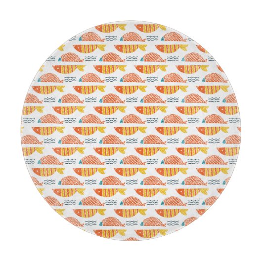 Volkskunst-Schwimmen-Fisch-Muster Schneidebrett (Vorderseite)