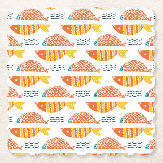 Volkskunst-Schwimmen-Fisch-Muster Untersetzer (Vorderseite)