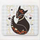 Volkskunst Sitzender Fuchs Gitter-Mauspad Mousepad (Vorne)