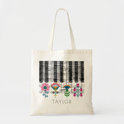 Volkskunst skandinavische Blume Musikname Tragetasche (Vorne)