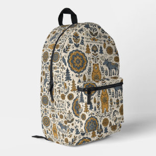 Volkskunst Skandinavischer Bär Elch Wald Rucksack
