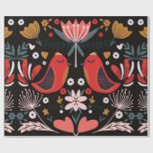 Volkskunst skandinavisches farbiges Muster mit Flo Geschenkpapier (Flach)