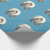 Volkskunst-Vogel-Muster Blau Geschenkpapier (Ecke)