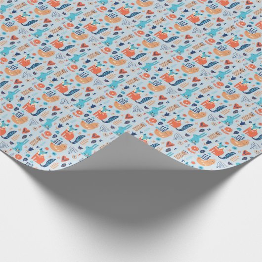 Volkskunst-Waldtier-Muster Geschenkpapier (Ecke)