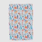 Volkskunst-Waldtier-Muster Golfhandtuch (Vorderseite)