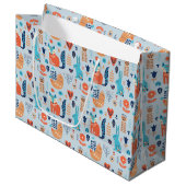 Volkskunst-Waldtier-Muster Große Geschenktüte (Vorderseite Schrägansicht)