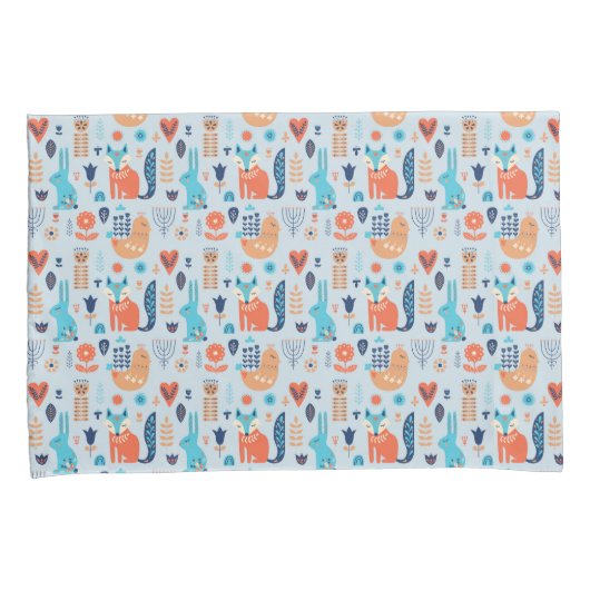 Volkskunst-Waldtier-Muster Kissenbezug (Vorderseite-Rechts)