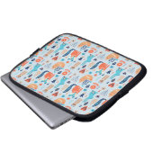 Volkskunst-Waldtier-Muster Laptopschutzhülle (Vorne Knopf)