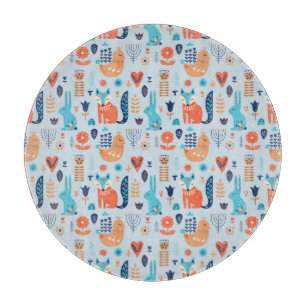 Volkskunst-Waldtier-Muster Schneidebrett