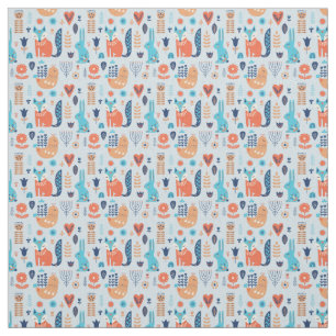 Volkskunst-Waldtier-Muster Stoff