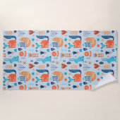 Volkskunst-Waldtier-Muster Strandtuch (Vorderseite)