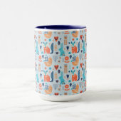 Volkskunst-Waldtier-Muster Tasse (Zentrum)