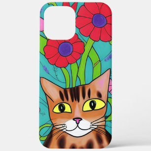 Volkskunst Whimsikkatze und Blume Case-Mate iPhone Hülle