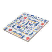 Volkskunst-Winter-Vogel-Muster Fliese (Seite)