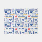 Volkskunst-Winter-Vogel-Muster Fußmatte (Vorderseite)