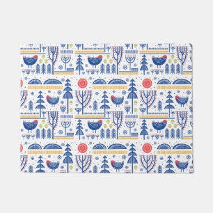 Volkskunst-Winter-Vogel-Muster Fußmatte