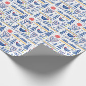 Volkskunst-Winter-Vogel-Muster Geschenkpapier (Ecke)