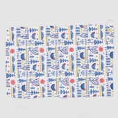 Volkskunst-Winter-Vogel-Muster Golfhandtuch (Horizontal)