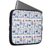 Volkskunst-Winter-Vogel-Muster Laptopschutzhülle (Vorne Rechts)