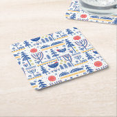 Volkskunst-Winter-Vogel-Muster Rechteckiger Pappuntersetzer (angewinkelt)