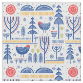 Volkskunst-Winter-Vogel-Muster Stoff (Nahaufnahme)