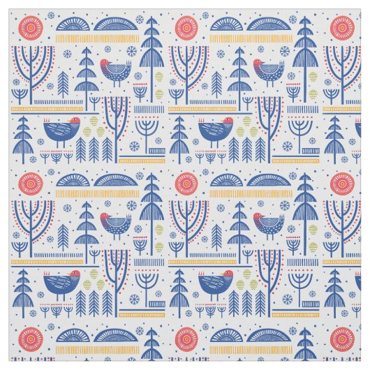Volkskunst-Winter-Vogel-Muster Stoff (Muster)