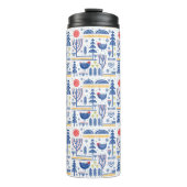 Volkskunst-Winter-Vogel-Muster Thermosbecher (Vorderseite)