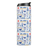 Volkskunst-Winter-Vogel-Muster Thermosbecher (Nach links gedreht)